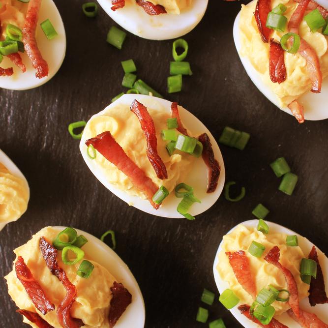 Devilled eggs with Crispy Bacon Atkins Low Carb Diet